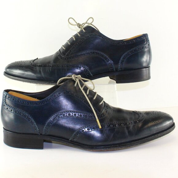 To Boot Adam Derrick Blue Leather Oxford Shoes Mens (US 10/EU 43.5) - Picture 2 of 10